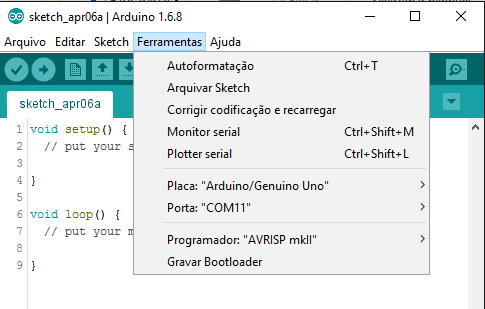 configuração da IDE Arduino
